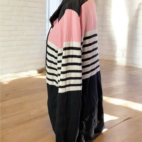 Lauren Ralph Lauren Striped & Color Blocked  Zip Up Cotton Sweater Size 3X - Picture 4 of 12